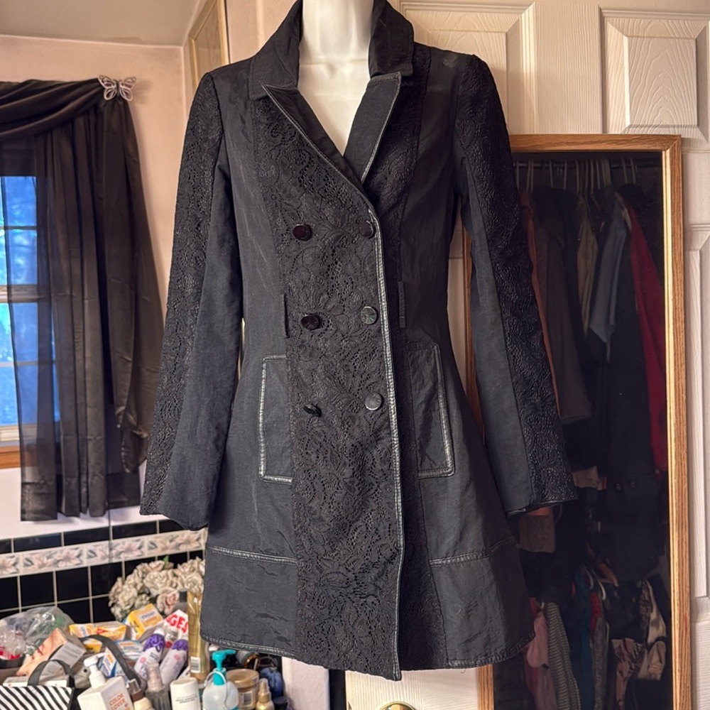 BEBE lace black coat XS